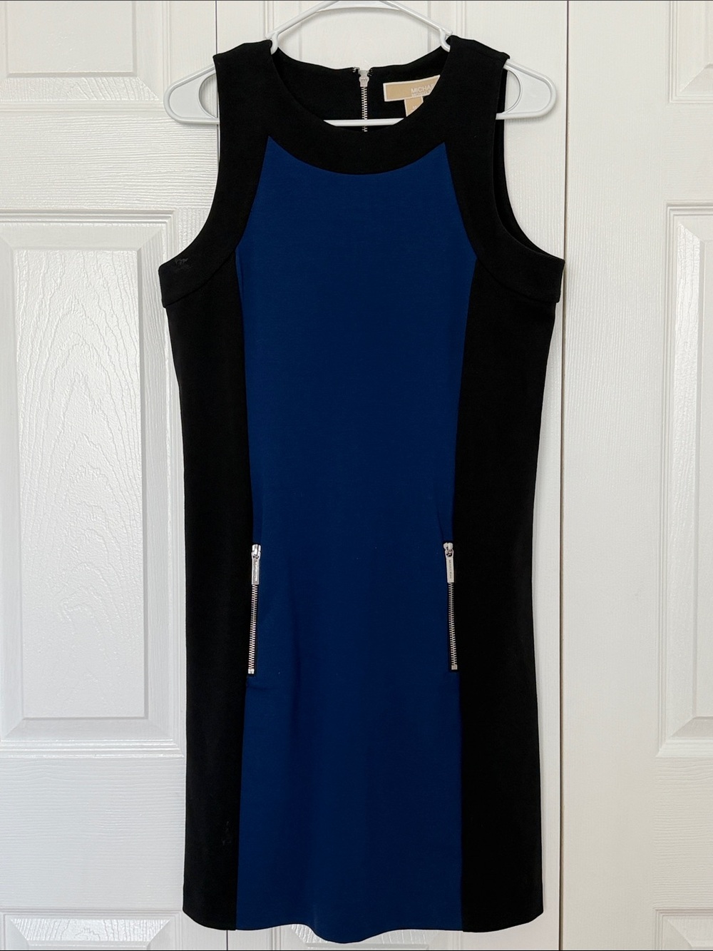 Michael Kors Black and Navy Colorblock Sleeveless Sheath Dress